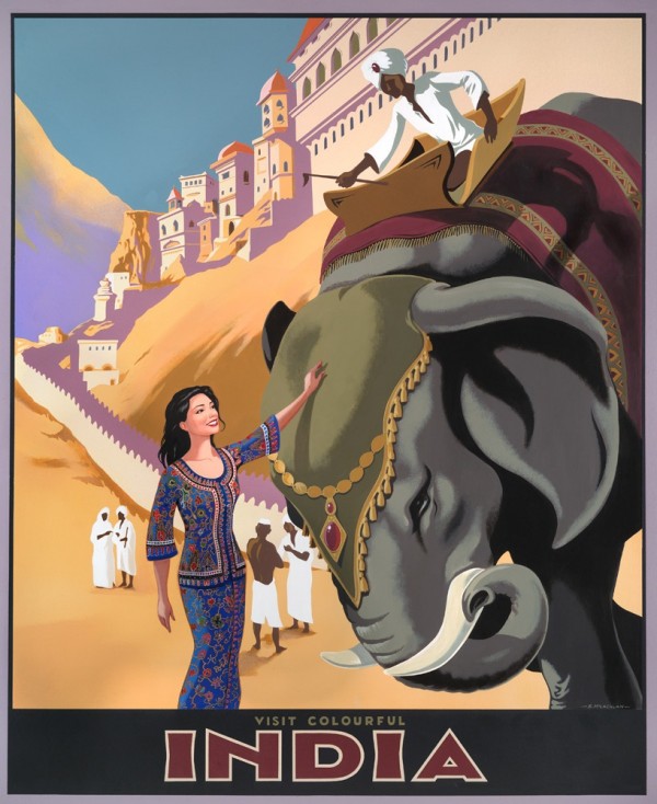 Visit Colorful India Vintage Travel Poster  Print